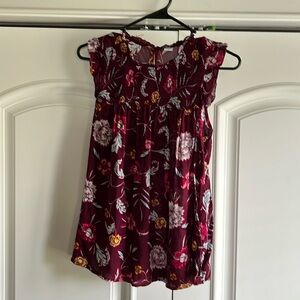 Old Navy maroon floral sleeveless top